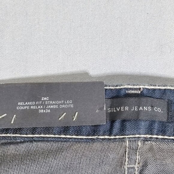 NWT Silver Jeans men's size W38/L36 indigo blue Zac relaxed fit straight leg - Picture 7 of 14